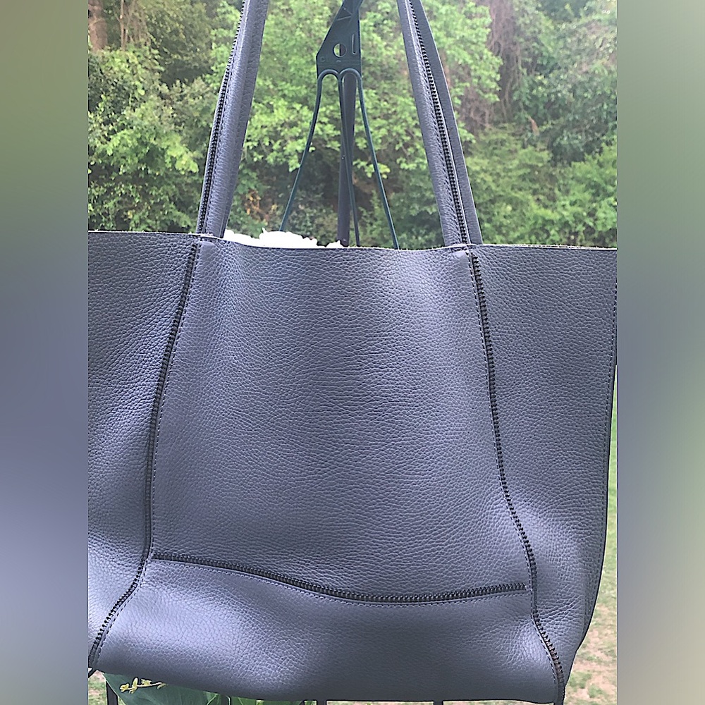 Botkier New York Soho Tote, Magnetic Clasp , Zipper Detail,Gray Leather - Picture 4 of 14